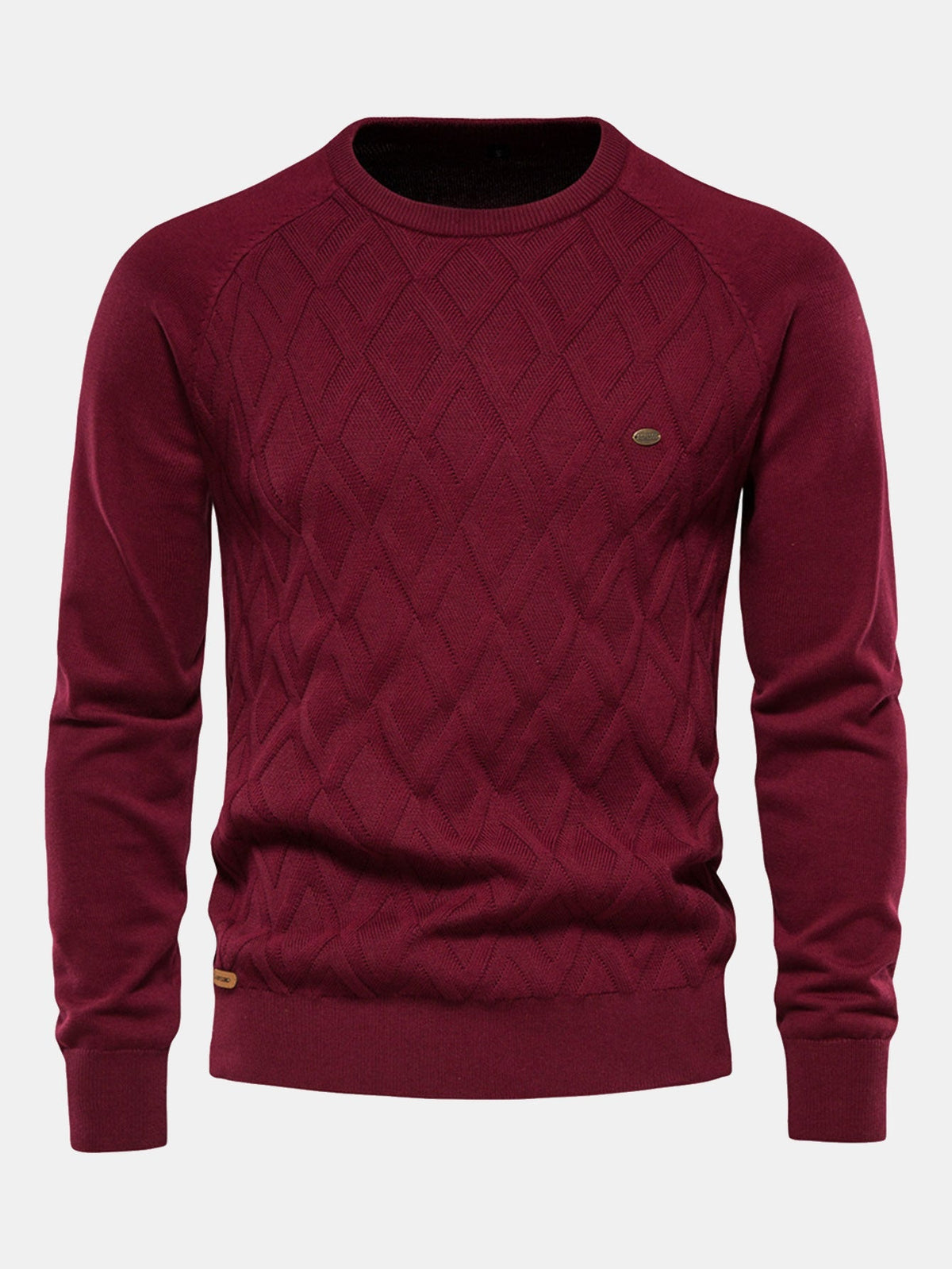 Reese - Geometric Motif Jacquard Crew Neck Sweater
