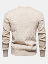 Rhys - Cable Knit Jacquard Sweater with Giraffe Embroidery