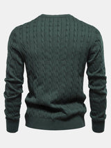 Rhys - Cable Knit Jacquard Sweater with Giraffe Embroidery