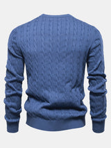 Rhys - Cable Knit Jacquard Sweater with Giraffe Embroidery