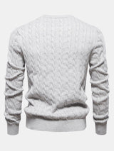 Rhys - Cable Knit Jacquard Sweater with Giraffe Embroidery