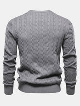 Rhys - Cable Knit Jacquard Sweater with Giraffe Embroidery