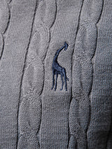 Rhys - Cable Knit Jacquard Sweater with Giraffe Embroidery