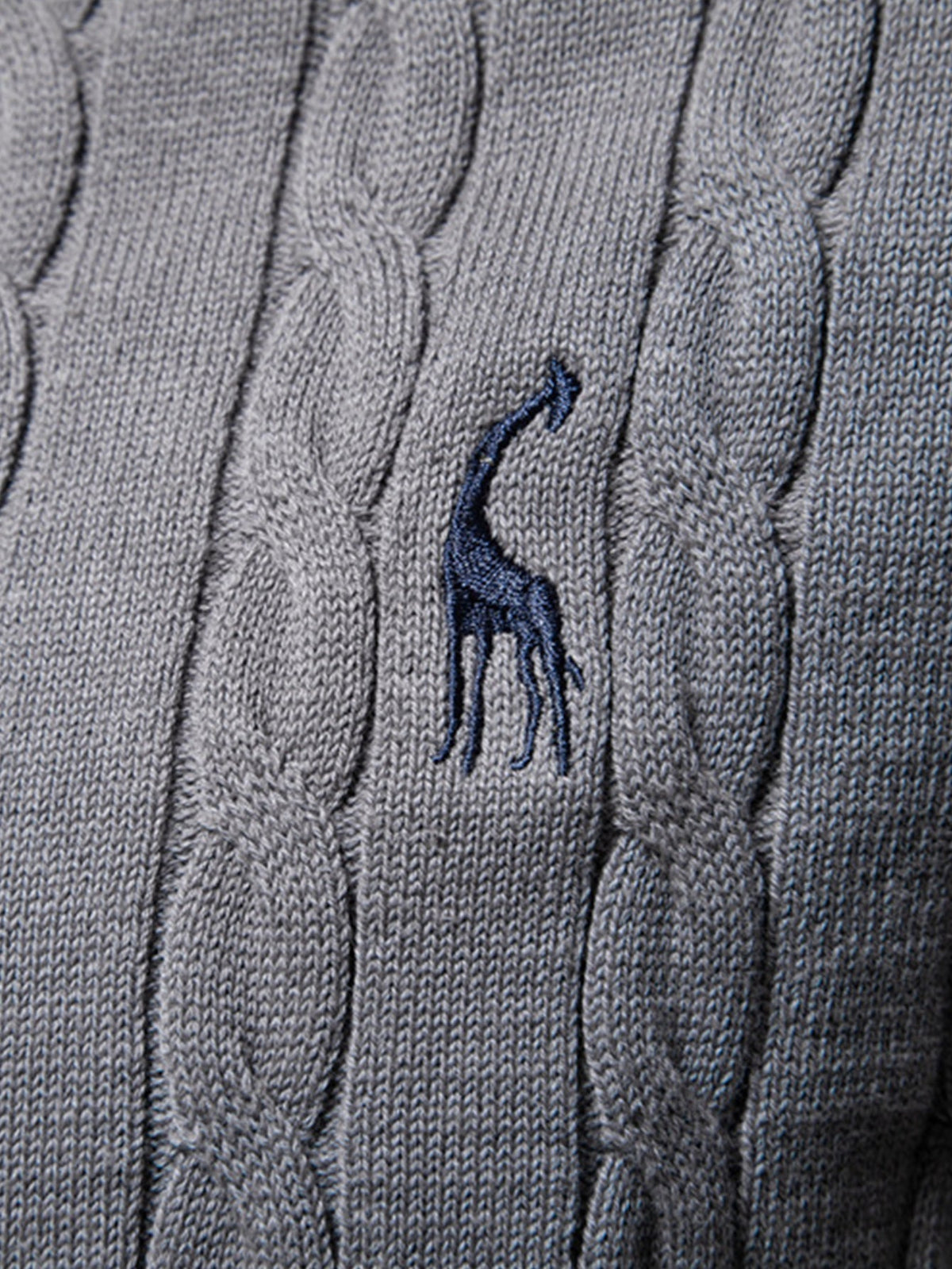 Rhys - Cable Knit Jacquard Sweater with Giraffe Embroidery