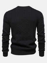 Rhys - Cable Knit Jacquard Sweater with Giraffe Embroidery