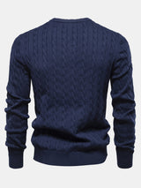 Rhys - Cable Knit Jacquard Sweater with Giraffe Embroidery