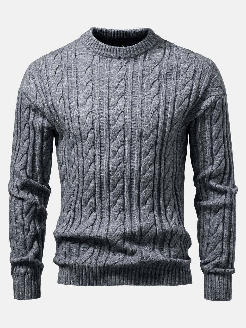 Tristan - Jacquard Cable Knit Crew Neck Sweater