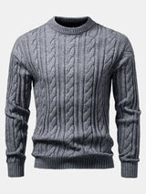 Tristan - Jacquard Cable Knit Crew Neck Sweater