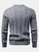 Tristan - Jacquard Cable Knit Crew Neck Sweater
