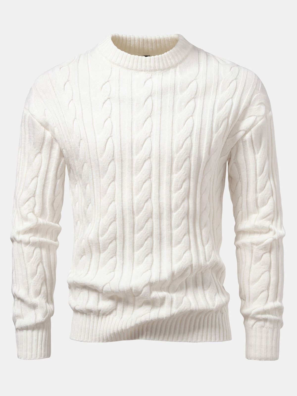 Tristan - Jacquard Cable Knit Crew Neck Sweater