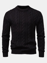 Tristan - Jacquard Cable Knit Crew Neck Sweater