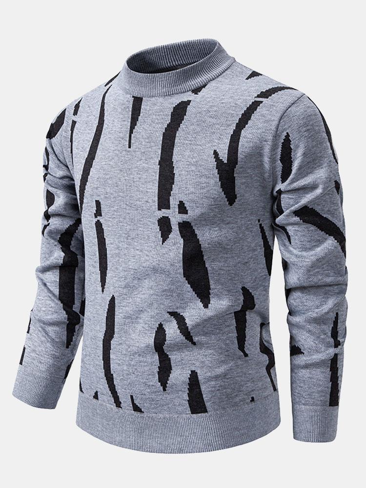 Blake - Abstract Print Stand Collar Sweater