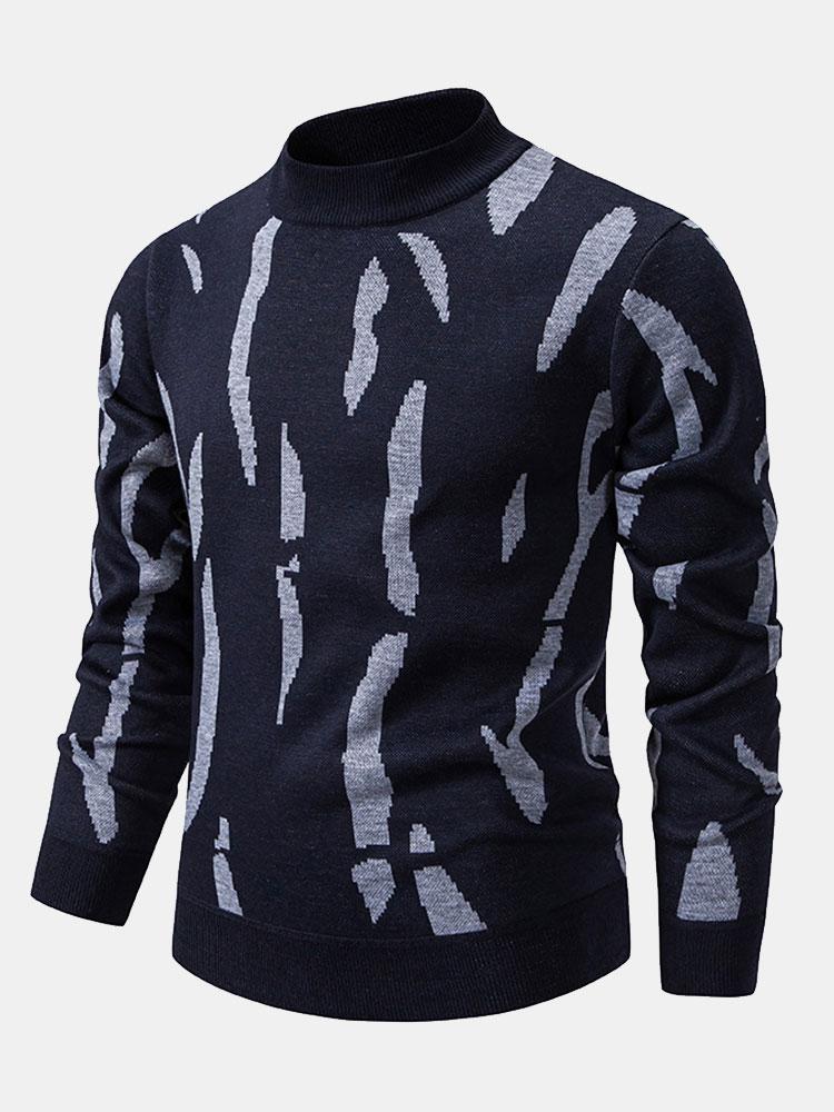 Blake - Abstract Print Stand Collar Sweater