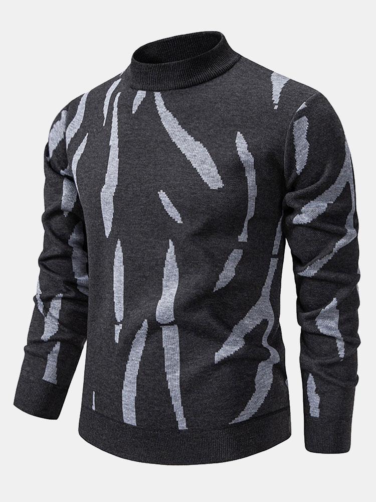 Blake - Abstract Print Stand Collar Sweater