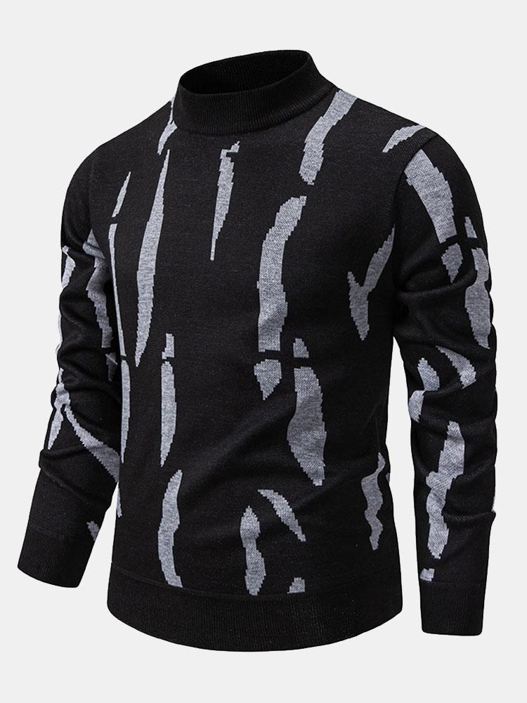 Blake - Abstract Print Stand Collar Sweater