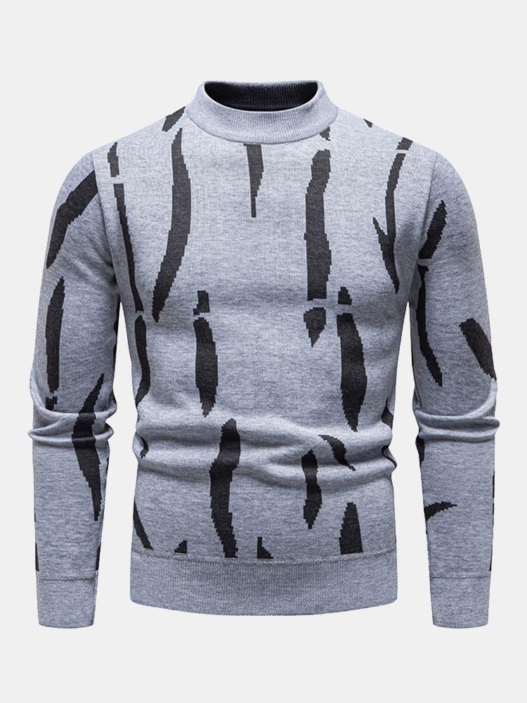 Blake - Abstract Print Stand Collar Sweater