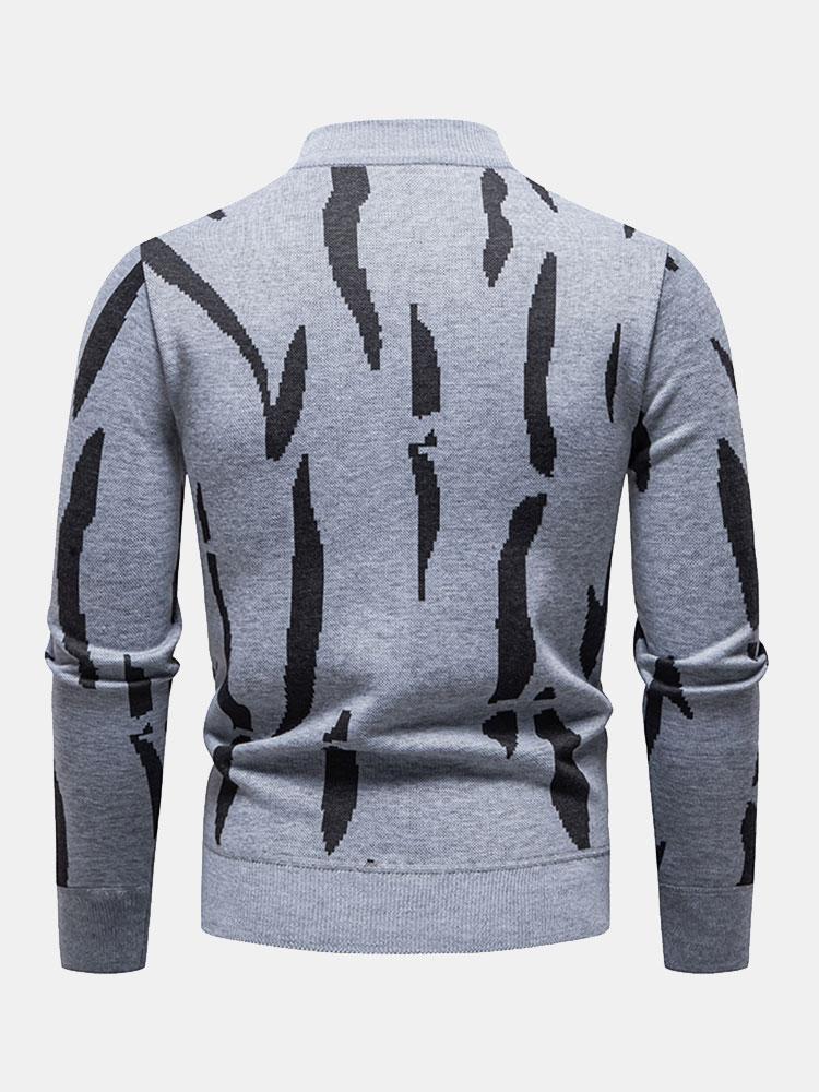 Blake - Abstract Print Stand Collar Sweater