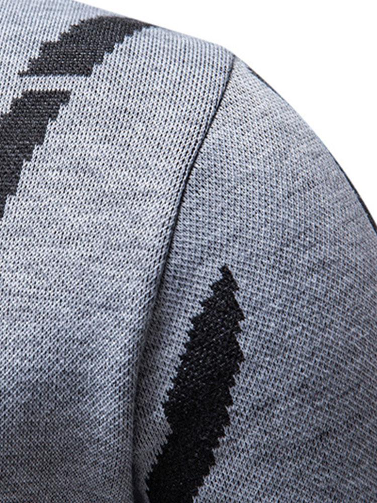 Blake - Abstract Print Stand Collar Sweater