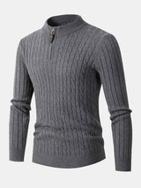 Dawson - Cable Knit Stand Collar Quarter-Zip Sweater