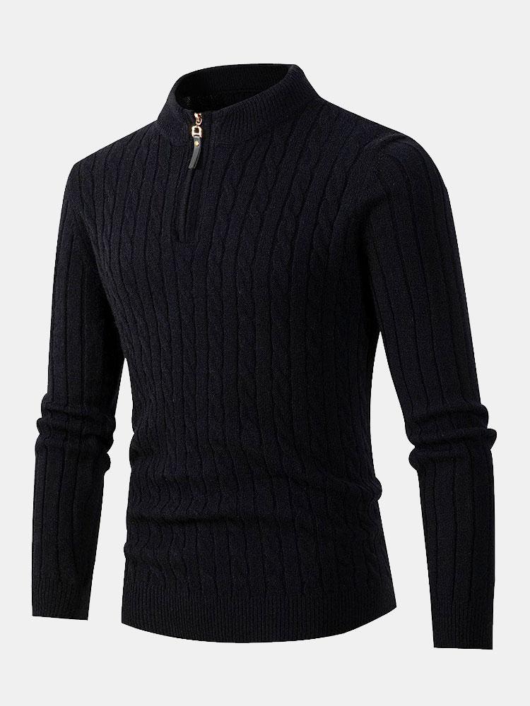 Dawson - Cable Knit Stand Collar Quarter-Zip Sweater