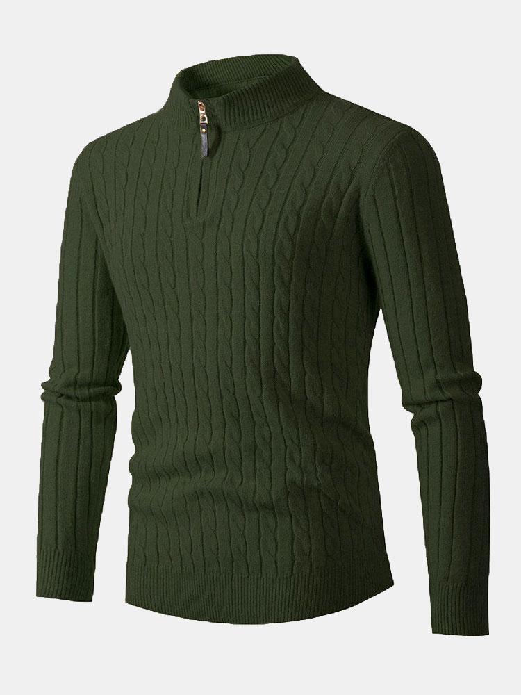 Dawson - Cable Knit Stand Collar Quarter-Zip Sweater