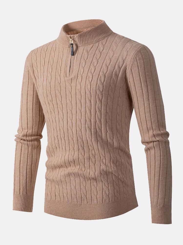 Dawson - Cable Knit Stand Collar Quarter-Zip Sweater