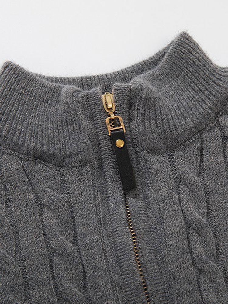 Dawson - Cable Knit Stand Collar Quarter-Zip Sweater