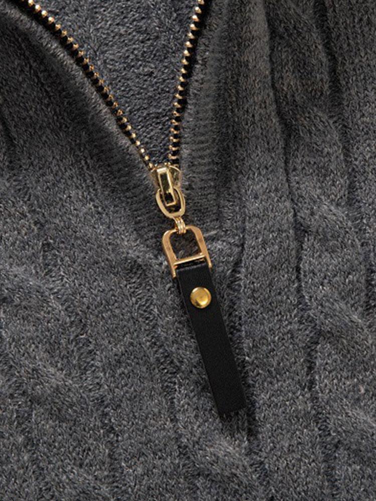 Dawson - Cable Knit Stand Collar Quarter-Zip Sweater