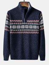 Finn - Geometric Print Half-Zip Christmas Sweater