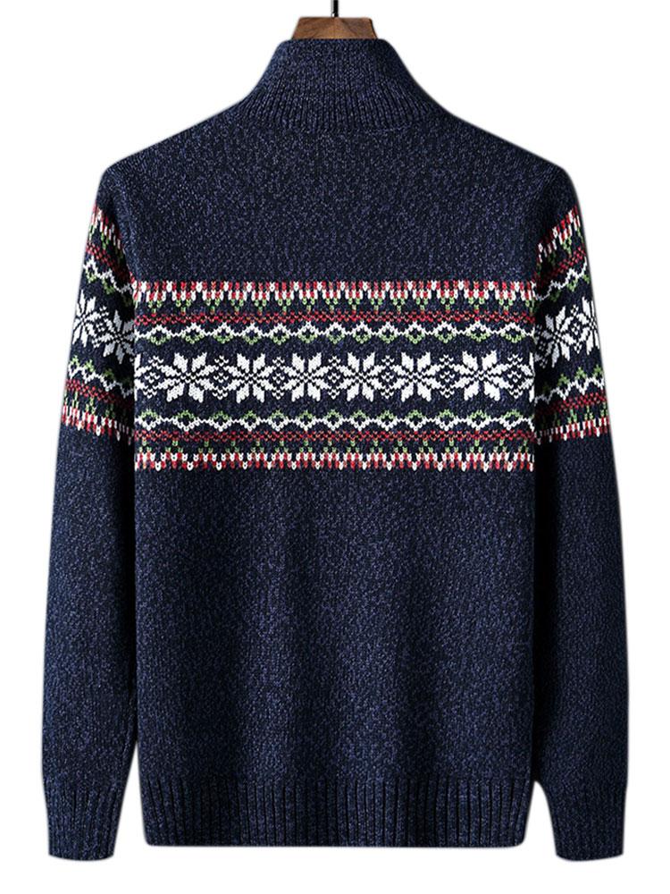 Finn - Geometric Print Half-Zip Christmas Sweater