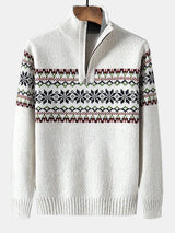 Finn - Geometric Print Half-Zip Christmas Sweater