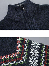 Finn - Geometric Print Half-Zip Christmas Sweater