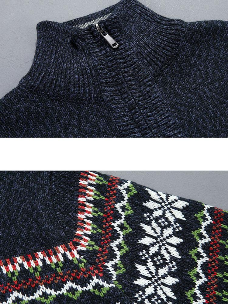 Finn - Geometric Print Half-Zip Christmas Sweater