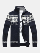 Gage - Geometric Print Zip Christmas Cardigan