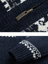 Gage - Geometric Print Zip Christmas Cardigan