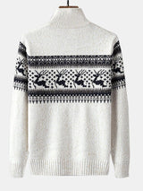 Harrison - Elk Print Half-Zip Christmas Sweater