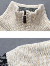 Harrison - Elk Print Half-Zip Christmas Sweater