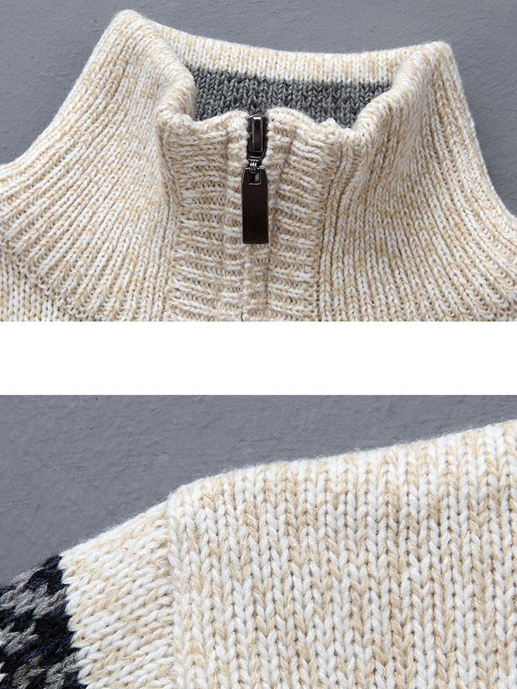 Harrison - Elk Print Half-Zip Christmas Sweater