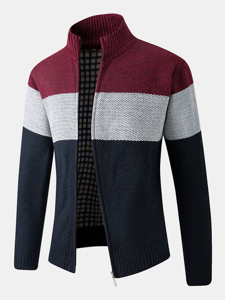 Jasper - Colour Block Patchwork Zip Sweater