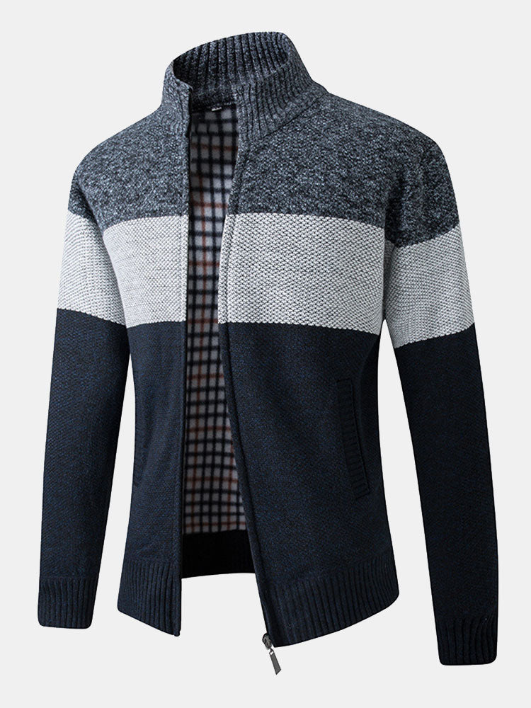 Jasper - Colour Block Patchwork Zip Sweater