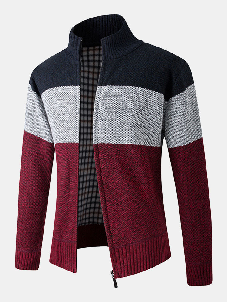 Jasper - Colour Block Patchwork Zip Sweater