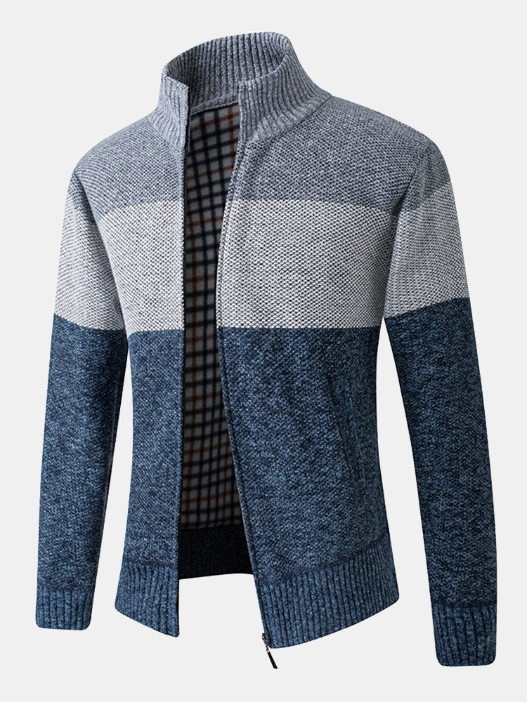 Jasper - Colour Block Patchwork Zip Sweater