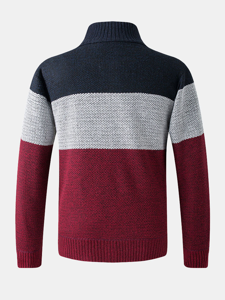 Jasper - Colour Block Patchwork Zip Sweater