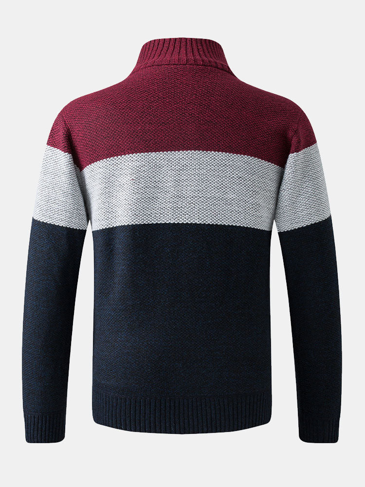 Jasper - Colour Block Patchwork Zip Sweater