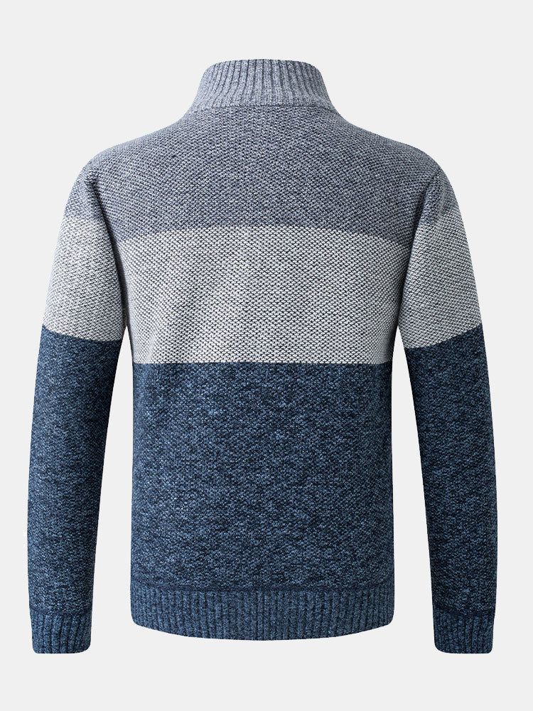 Jasper - Colour Block Patchwork Zip Sweater
