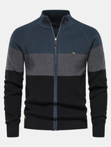 Kai - Colour Block Stand Collar Zip Sweater