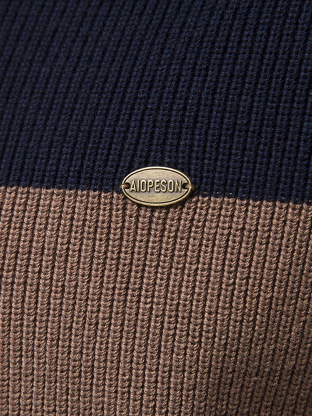 Kai - Colour Block Stand Collar Zip Sweater