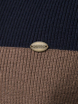 Kai - Colour Block Stand Collar Zip Sweater