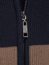 Kai - Colour Block Stand Collar Zip Sweater