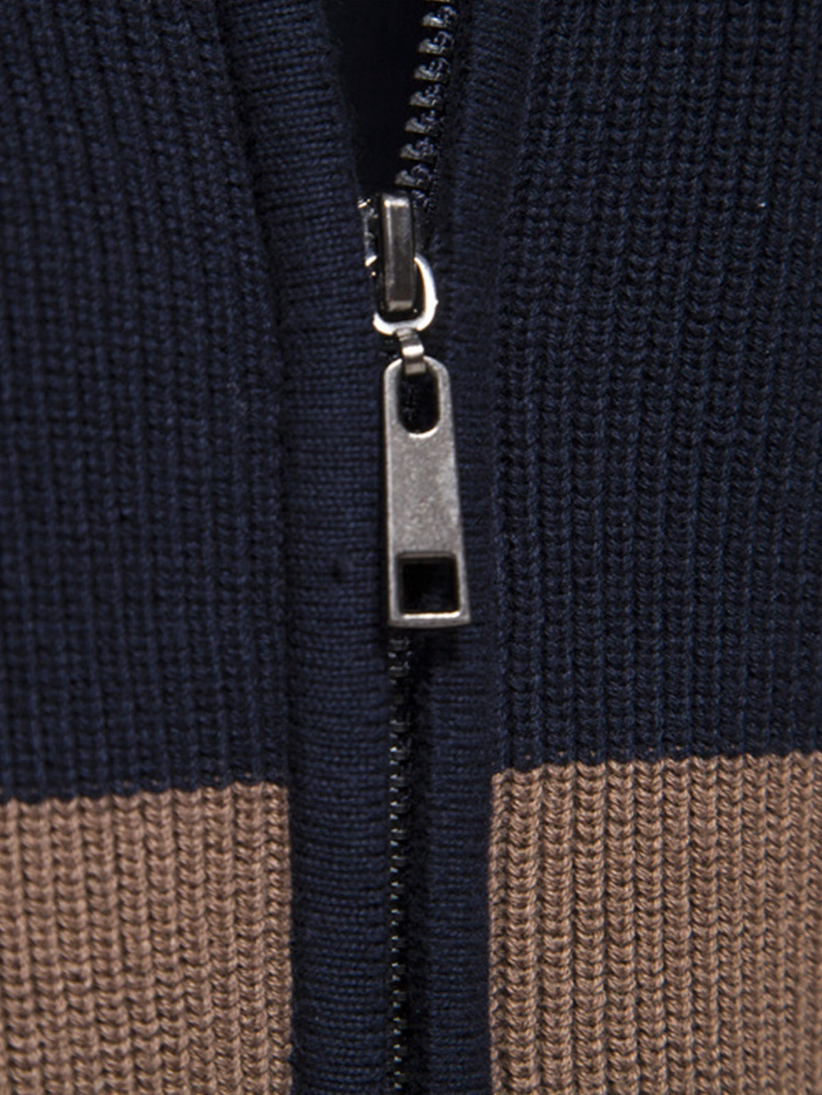 Kai - Colour Block Stand Collar Zip Sweater